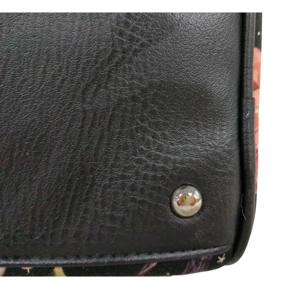 Liquor Brand Skull Rose Satchel Handbag Quilted Black Gothic‎ Punk